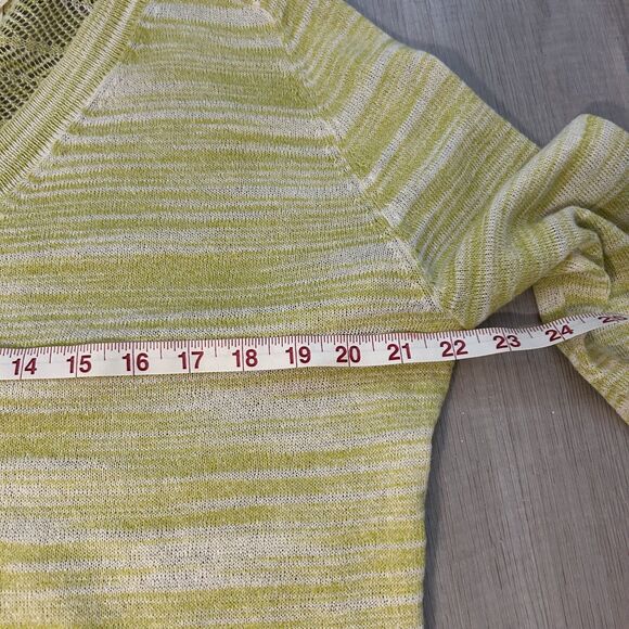 Moth Anthropologie Lightweight V Neck Sweater Lime Green Boho Hippie Womens Sz L - Picture 9 of 11